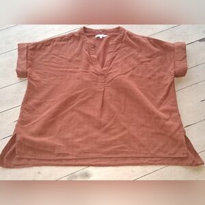 Madewell Terracotta V-Neck Blouse